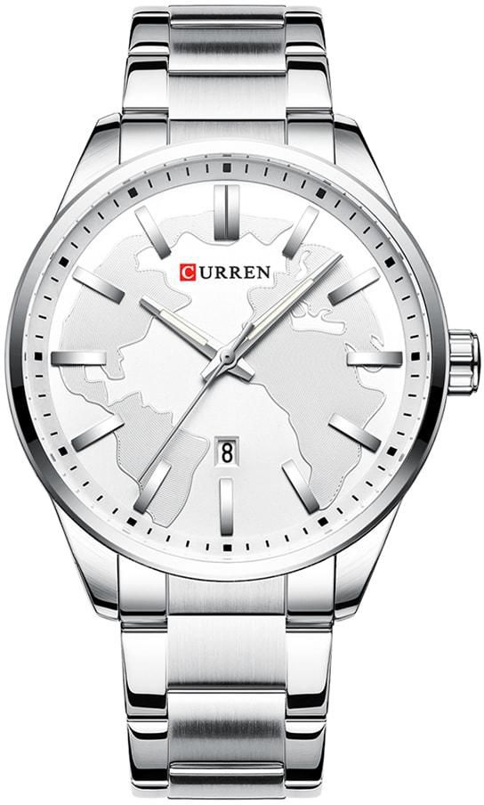 CURREN-Curren 8366 Watch Men Waterproof Calendar Quartz Wrist Watch Business Alloy Case Stainless Steel Band Watch