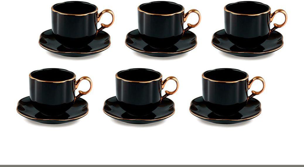 General Dream Coffee Cup Set, 12 Pieces, Golden Line 3021