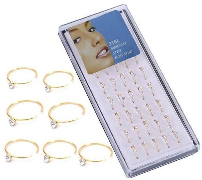 40pcs Crystal Nose Ring & Studs Fashion Body Women Girl Jewelry Stainless Surgical Steel Nose Piercing White Rhinestone