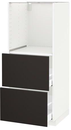 METOD / MAXIMERA High cabinet w 2 drawers for oven, white, Kungsbacka anthracite