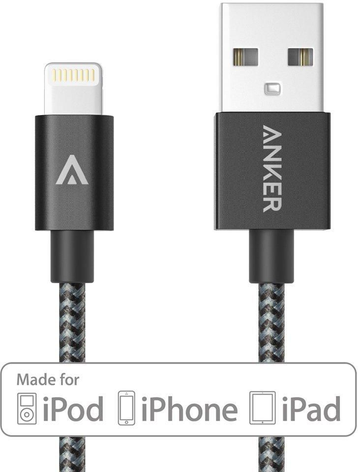 Anker Lightning Cable 3ft / 0.9m Nylon Braided Apple Lightning to USB MFi Certified with Ultra Compact Connector Head - Space Gray