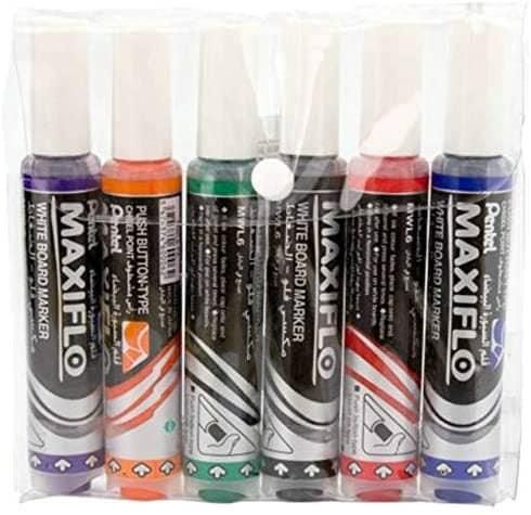 Maxiflo MWL66 Whiteboard Marker Chisel Point Pack of 6 assorted colors