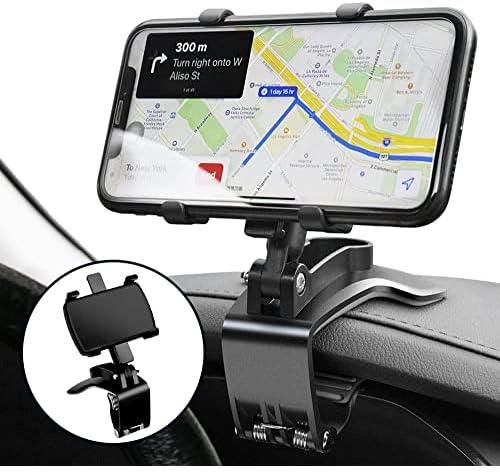 Dashboard Cell Phone Holder, Bamlarate Clip Mount Stand 360 Degree Rotating for Navigation Car Phone Mount, Suitable for iPhone Samsung Galaxy and More 4-7 Inches Smartphones (Black)