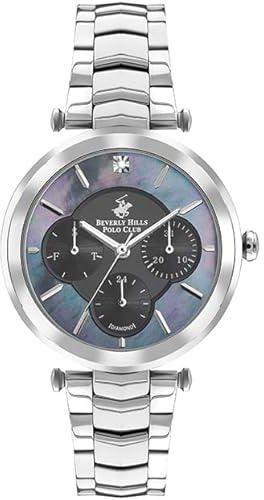 Beverly Hills Polo Club Women's VX3J Movement Watch, Multi Function Display and Metal Strap - BP3352X.350, Silver