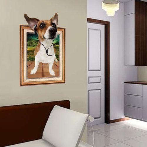Generic 3D Removable Wall Stickers Living Room Cartoon Cat Dog Photo Frame Decals