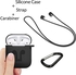 Generic 3in1 Silicone Earpods Case for Apple AirPods Wireless BT Headset Protective Storage Box Cover Pouch Carabiner Lanyard