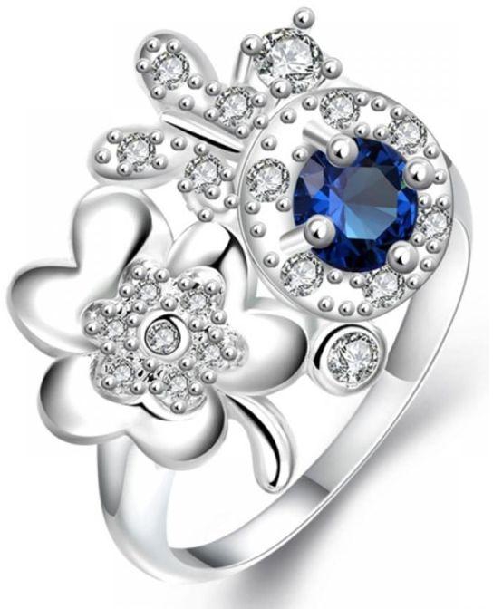 Fashion Fashion Ring with Romantic Flower - Blue