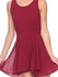 Wal G Polka Dot Pleated Dress for Women - S, Burgundy