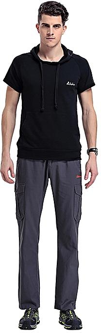 Fashion Men 100% Cotton Casual Style Straight Sportswear Pants Thin Breathable - Deep Gray