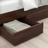 SONGESAND Bed frame with 2 storage boxes - brown/Lindbåden 160x200 cm
