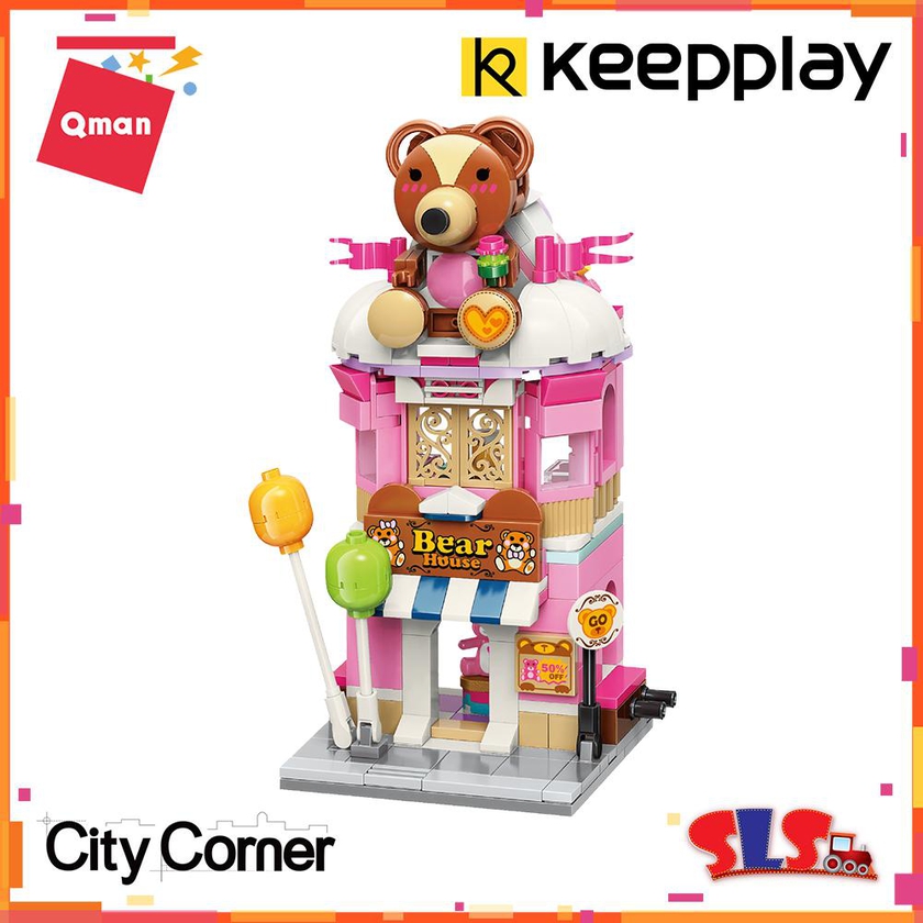 Qman C0109 Teddy Theme Store City Corner Brick Series Building Block 281pcs
