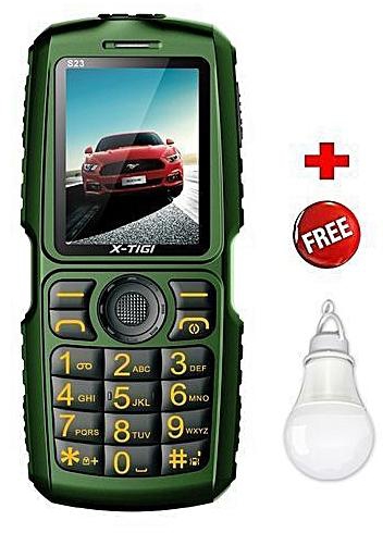 X-TIGI S23- 10000mAh Powerbank Phone - Black & Green plus USB Light