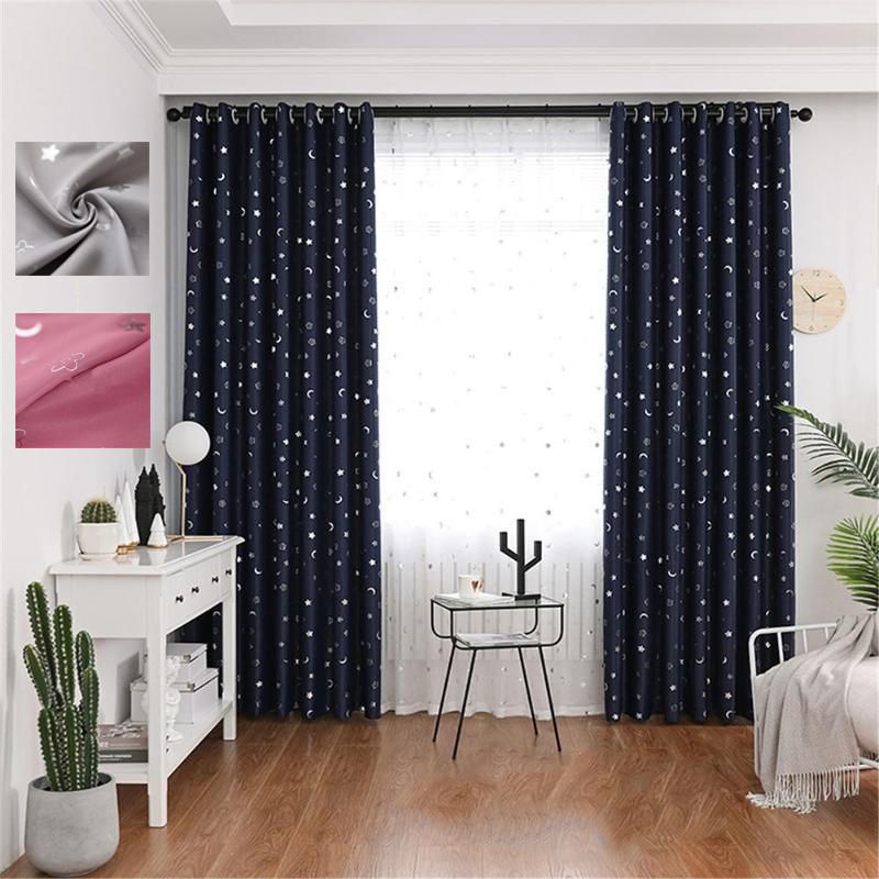 GTE Smiley Face Moon and Stars Curtain - 250cm x 100cm (3 Colors)