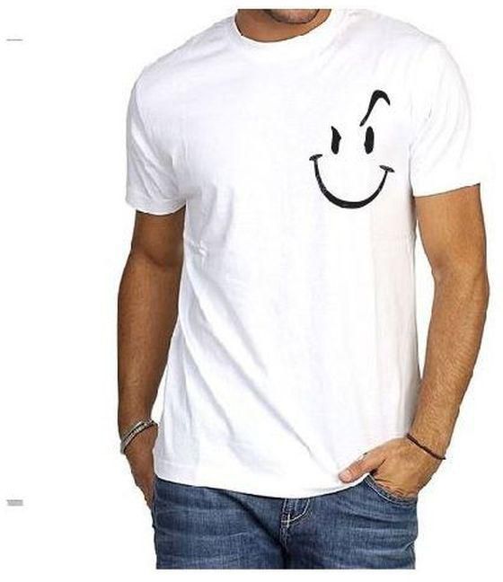 Pocket SMILEY White Polo Tshirt ROUNDneck