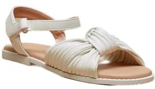 Flora Bella By Shoexpress Girls Knot Detail Sandals With Hook And Loop Closure 38EU White