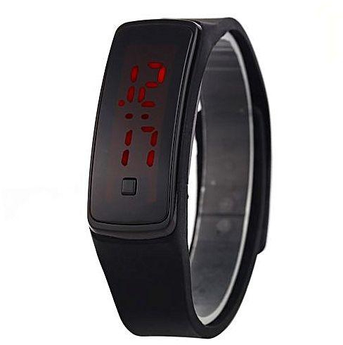 Generic HL LED Digital Bracelet Watch Sport Silicone Strap Wristwatch For Men Women (Black)