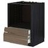 METOD / MAXIMERA Base cabinet f combi micro/drawers, black/Voxtorp walnut, 60x60 cm - IKEA