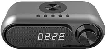 TGNTGRT Bluetooth Speaker, Wireless Charging Loudspeaker Deep Bass Sound Music Box Wireless Bluetooth Speaker Charging LED Clock Alarm FM Radio TF Card