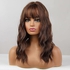 Short, Wavy, Curly Synthetic Hair Bob Wig With Bangs Suitable For Brown Women