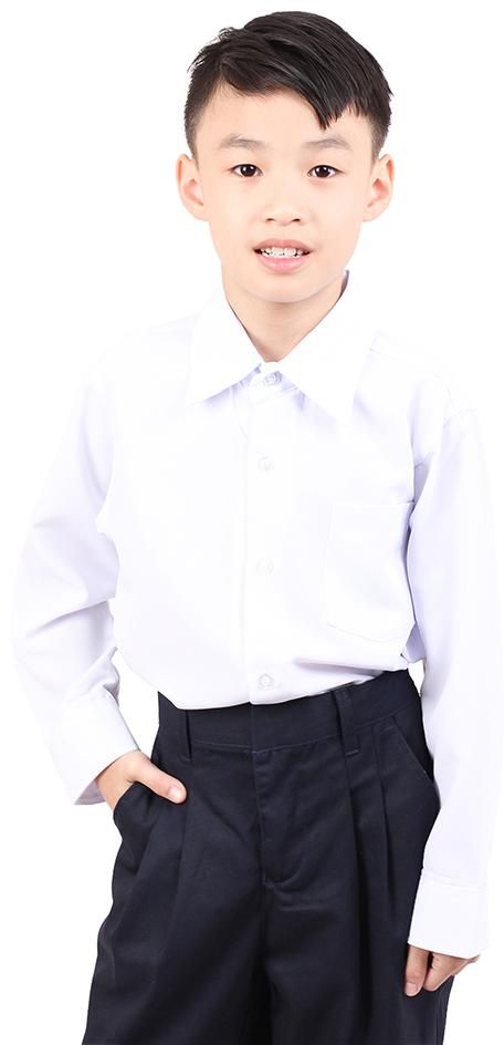K&M Primary School Long Sleeves Uniform Shirt M21309 - 10 Sizes (White)