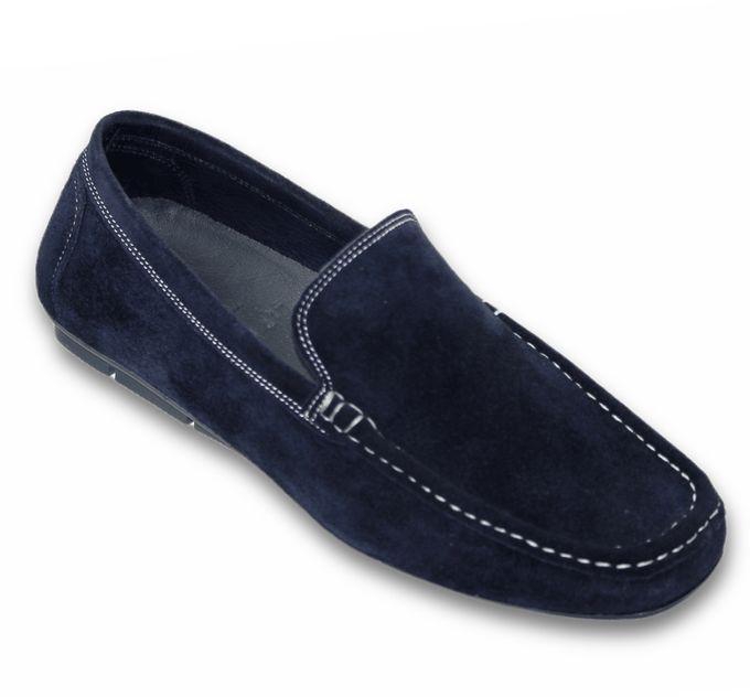 Silver Shoes Casual Navy Suede Men Shoes 100% Genuine Leather