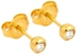 24k Gold Plated Crystal Studded Stud Earrings Gold/Clear