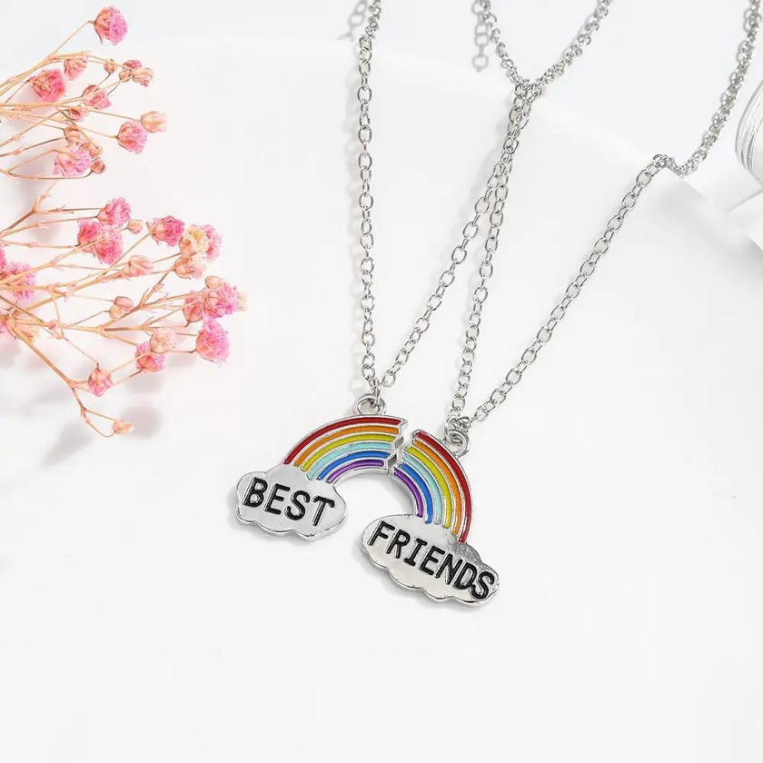 Women's Rainbow Cloud Stitching Necklace Pendant Simple Fashion Korean Alloy Holiday Gift Jewelry