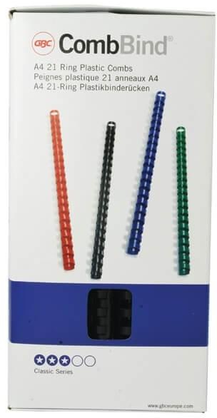 GBC 14mm Comb Binding Rings, Round Black, 100/box (4028178)