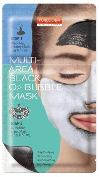 Purederm Multi Area Black O2 Bubble Mask - Bubble Purederm