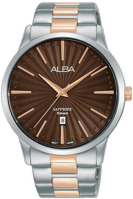 Get Alba AG8L13X1 Casual Watch for Men, Analog, Stainless Steel Band - Brown Silver with best offers | Raneen.com
