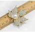 Gyn&Joy Golden Tone Clear Crystal Rhinestones Faux Pearl Maple Leaf Fashion Pin Brooch