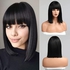 Black Wig With Bangs, Short Black Wig For Women Straight Wigs For Women