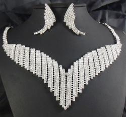 Mymart Sparkling Rhinestone Diamond Bridal Set (Silver)