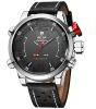 Weide WH5210 Analog-Digital Men's Genuine Leather LED 3ATM Waterproof Quartz Watch - Black