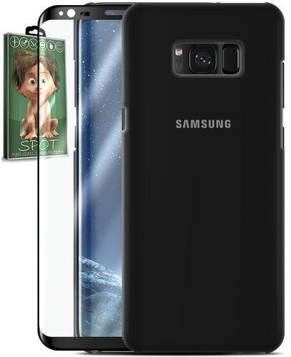 Spot Back Cover For Samsung Galaxy S8 Plus - Black + Spot Curved White Glass Screen Protector