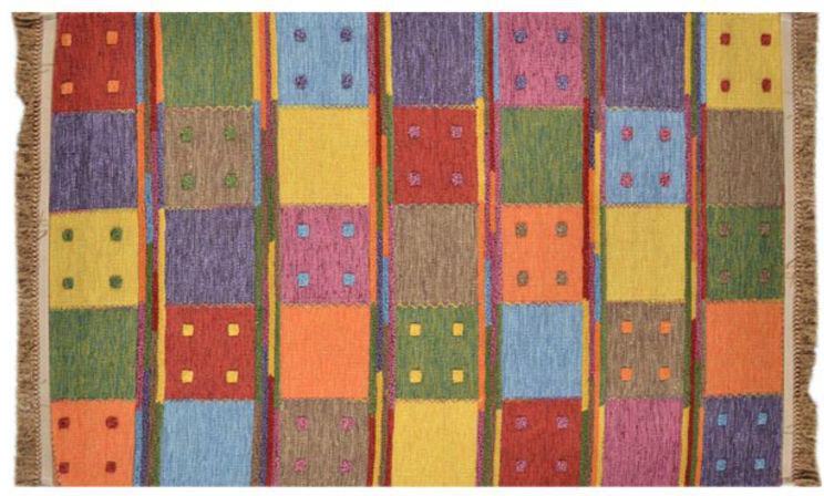 LN 11 Polyester Rectangular Carpet Green/Red/Yellow 155x230 inch