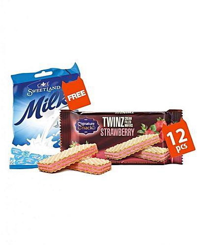 Signature Twinz Strawberry - 12 Pcs + Sweetland Toffee Milk 90g ( Free )