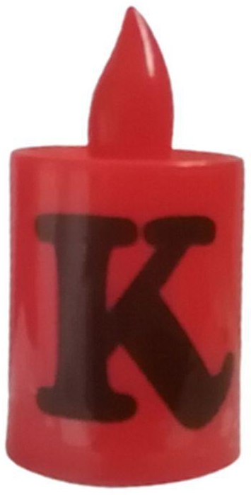 LED Flameless Candles Light With Letter K Red - 1Pc Approx 3.5Cm * 7Cm