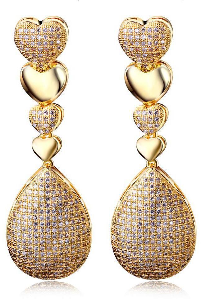 Zircon Earrings for Women , Gold Plated, SE08154G