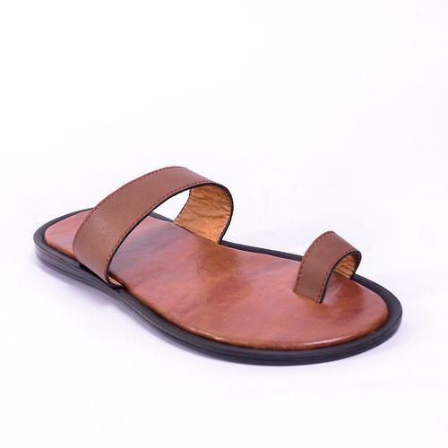 Fashion Brown Leather Palm Slippers