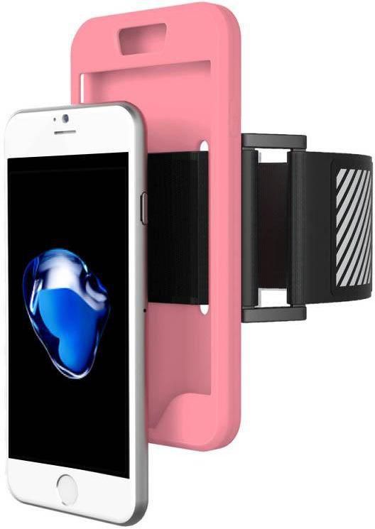 Margoun Sports Running Silicone Armband Case Cover with Reflective Easy Fit Band for iPhone 7 Plus - Pink