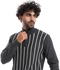 Andora Stripped Patter Zip Through Neck Pullover - Gray & White