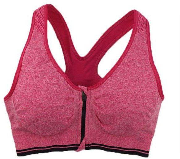 Generic Women Sport Bra Running Gym Yoga Fitness Tops Tank Workout Zipper Stretch Red