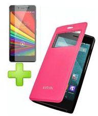 Speeed S-View Cover for Infinix Zero 2 X509 - Pink + Free Screen Protector