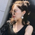 Earrings Gypsy Resin Long Double Circle Korean Fashion - Zinc Alloy Silver