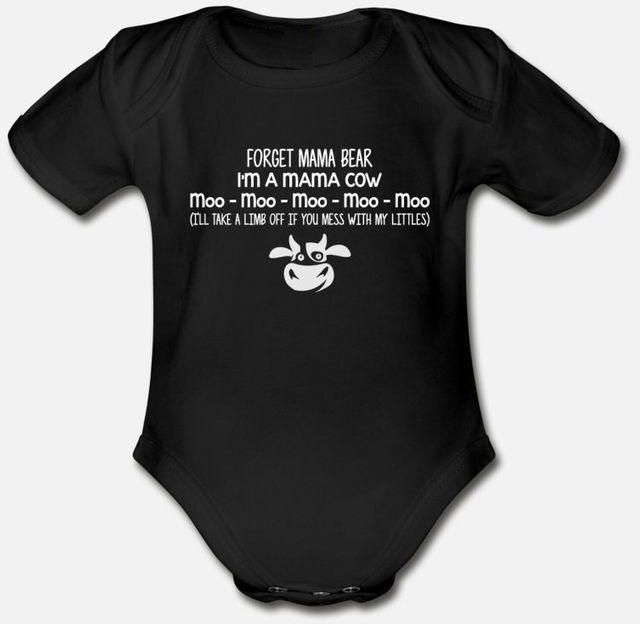 Forget Mama Bear I M A Mama Cow Organic Short Sleeve Baby Bodysuit
