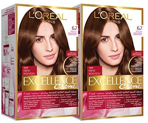 L'Oreal Paris Excellence Crème Permanent Hair Color, 6.7 Chocolate Brown, Pack Of 2