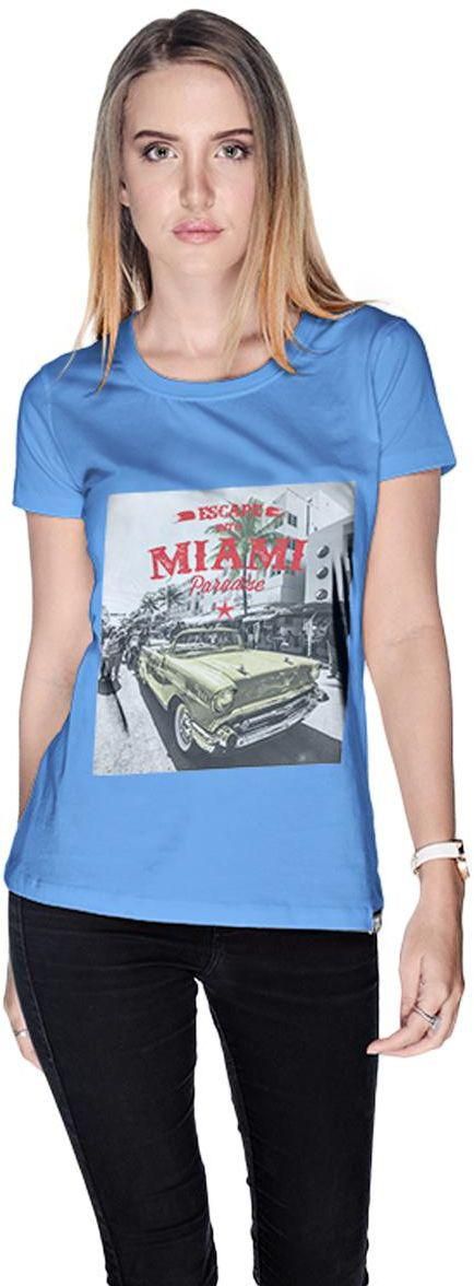 Creo Miami Car Beach T-Shirt For Women - S, Blue