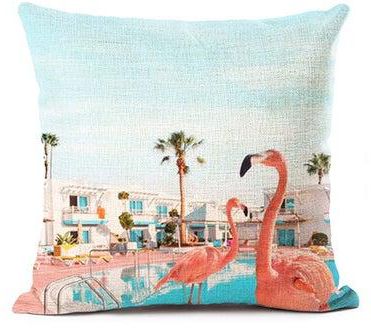 Tropical Flamingo Pattern Cushion Cover Multicolour 45x45centimeter