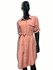 Twescollection Midi Tie Waist Shirtdress with Short Sleeves - Free Size (Coral)